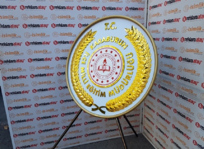 Karaburun İlçe Milli Eğitim Metal Çelenk, MEB Logolu Metal Çelenk